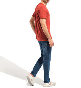 Pull à manches courtes en coton 100% pour hommes, col en O, couleur unie, style décontracté simple et ample avec logo sur le devant, Offre Spéciale - Product Image 2