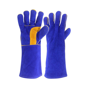 ถุงมือหนังวัวแบบแยกนิ้วถุงมือหนังยาวเสริมหนังถุงมือทำงานหนัง - Product Image 1