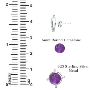 Labradorita-pendientes de plata de ley 925 con gema redonda, piedra lisa de 8mm con cierre de tuerca 925, joyería estampada al por mayor - Product Image 3