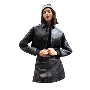 Meilleure vente veste en cuir pour femmes avec logo personnalisé prix de gros d'usine vêtements d'hiver longs taille XL veste en cuir pour femmes - Product Image 6