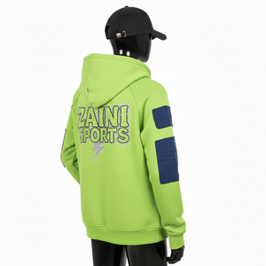 Sweat à capuche pour femme avec fermeture éclair intégrale, tissu polaire en polyester de haute qualité 320 GSM, tissu chaud, couleur verte, manches à panneaux, logo personnalisé, sweat-shirts basiques - Product Image 5