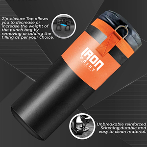 Sac de frappe lourd de Muay Thai avec logo personnalisé IRON PUNCH INDUSTRIES pour l'entraînement de boxe MMA, matériau PVC/PU, remplissage de sable, couleur personnalisée - Product Image 4