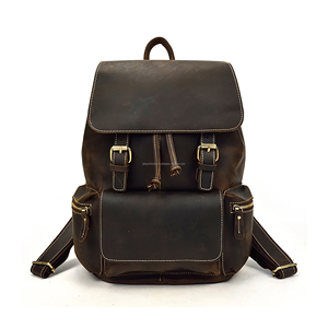 Unisex Leather Travel <b>Backpack</b> Customized Logo <b>Waterproof</b> Laptop Bag Vintage Daypack Factory Manufacturer Supply - Product Image 5