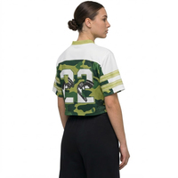 T-shirt sportif à manches courtes pour femme, imprimé camouflage, col en V, avec logo numéro 23, respirant, en polyester tricoté