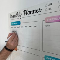 Planificateur mensuel effaçable à sec durable et réutilisable, modèle 7, tableau blanc efficace, surface facilement nettoyable, Post-it instantané
