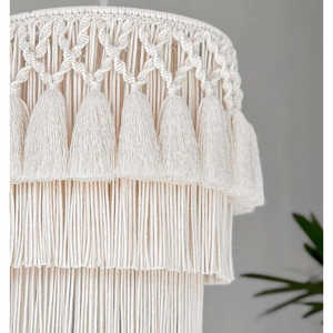 Lámpara de Techo Boho de Macramé con Borlas, Luz Blanca Cálida 3000K CCT para Restaurante y Isla de Cocina, Alimentación CA - Product Image 2
