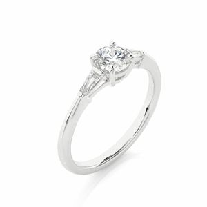 Bague en diamant de laboratoire rond et baguette - Product Image 4
