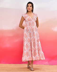 Al redondo consign elástico en el cuello y las mangas vestido de algodón multicolor a la moda para mujer con cómodo - Product Image 4