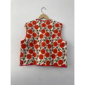 Women's Casual Boho <b>Hippie</b> Quilted Vest Coat V-Neck Floral Print Short <b>Jacket</b> Wholesale Cotton Knitted Outer Wear - Product Image 5