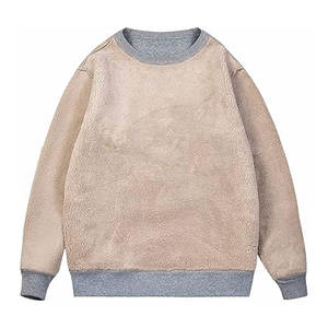 <b>Mens</b> 100% Cotton Sherpa Lined Sweatshirts <b>Fleece</b> Pullover Basic <b>Tops</b> Warm Crewneck Winter Sweatshirt Customizable Cold Weather - Product Image 2