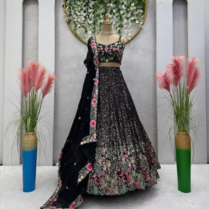 ชุดปักเลื่อมแบบดั้งเดิมบางยืดได้สำหรับงานแต่งงานงานปาร์ตี้ lehenga choli dupatta สำหรับฤดูหนาว - Product Image 1