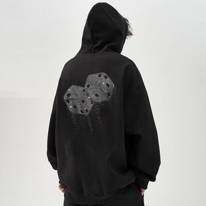 Venta al por mayor para hombre Rhinestone sudaderas con capucha de gran tamaño diamantes de imitación para los hombres de algodón diseños de diamantes de imitación para el servicio del OEM - Product Image 2