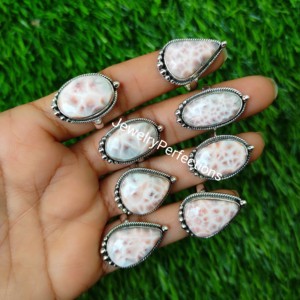 Bague en argent sterling 925 Natrolite originale pour femme, avec larimar rose, haute qualité, tendance, cadeaux de Noël et de mariage - Product Image 5