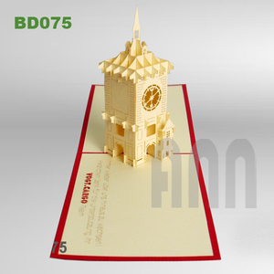 ANN HANDICRAFT Carte de vœux 3D pop-up de haute qualité, faite à la main, en forme de Tour de l'Horloge de Berne, en papier découpé, avec vernis mat - Product Image 3