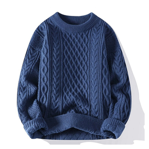 Pull-over d'hiver en laine tricoté à la main pour homme, respirant, col rond, logo blanc personnalisable - Product Image 4