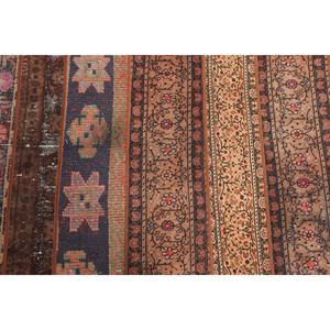 Tapis vintage, petit tapis turc de 2,9 x 13,5 pieds, tapis géométrique patchwork marron arc-en-ciel - Product Image 5