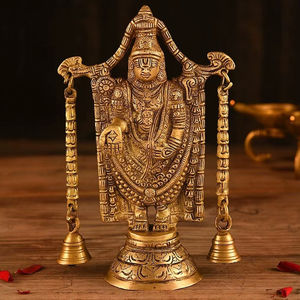 Sculpture en Laiton Exquise du Seigneur Venkateshwara, Figurine Artisanale pour la Maison, le Temple, le Bureau, Objet d'Art Décoratif Spirituel - Product Image 1