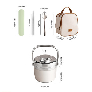 304 in acciaio inox per la casa di stoccaggio della cucina o scuola contenitore di riso 1.5L isolato contenitore per alimenti secchio - Product Image 4