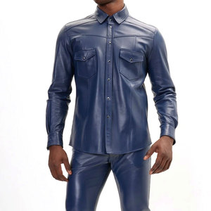 Venta al por mayor de camisas de cuero de diseño personalizado disponibles en diferentes colores Streetwear hecho en Pakistán camisas de cuero - Product Image 4