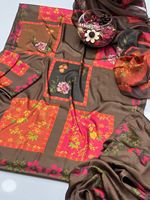 Robe Anarkali 3 pièces en soie Shamoze brodée avec imprimé numérique, chemise, pantalon et dupatta – Collection 2026 |   Collection Ssumaira