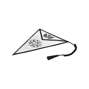 Tablier maçonnique sur mesure Rite écossais, traditionnel noir et blanc, pour cérémonies de loge, avec pompons latéraux tressés, tous types maçonniques - Product Image 3