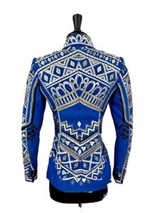 Chaqueta ecuestre occidental de alta calidad para carreras de caballos con logotipo personalizado azul/blanco al mejor precio - Product Image 3