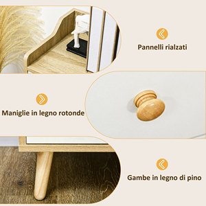 HOMCOM Aparador moderno en madera de aglomerado y pino con 3 cajones y 2 armarios en 2 niveles, 90x32x80 cm - Product Image 6