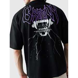 T-shirt Thunder Bite GRVYEffect 100% coton biologique, style hip-hop, t-shirt de créateur respirant avec logos de personnages, tissu jersey 180g - Product Image 3