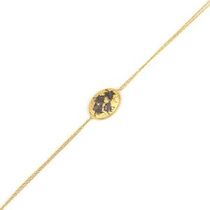 925 Sterling Silver Leaf Pattern Chain <b>Bracelet</b> Yellow Plant Shape - Product Image 3