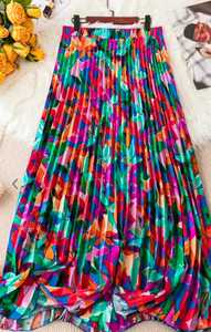 กระโปรงผ้าซาตินพิมพ์ลายดอกไม้ทรงเอหลากสีสำหรับผู้หญิงใส่ลำลองผ้าเรยอนปักเอวยางยืดสำหรับตกแต่ง - Product Image 5