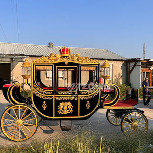 Fabrication professionnelle de chariot électrique chariot royal voiture de tourisme romantique chariot de mariage royal couleur noir et or - Product Image 2