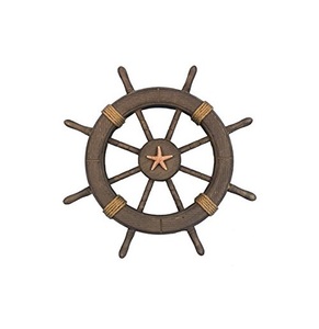 Rueda de barco de madera clásica, pared de dirección náutica, colgante decorativo coleccionable - Product Image 1