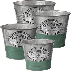 Cubo de maceta galvanizado de estilo campestre con detalle de retrete pintado a mano, perfecto para el patio delantero rústico y el atractivo del patio - Product Image 6