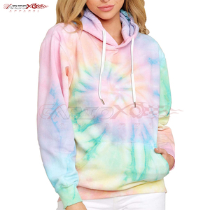 Sudadera con capucha elegante para mujer con tela transpirable Tie Dye y sensación ligera para los días de entrenamiento Tie Dye Pattern Hoodie - Product Image 1