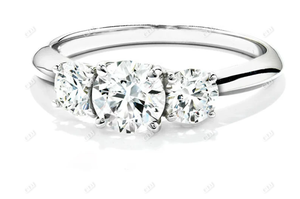 10K or blanc femmes 3 pierres bague de fiançailles classique couteau bord tige promesse anniversaire bijoux Moissanite coupe GRA certifié - Product Image 6