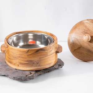 Boîte de conservation pour tortilla et roti de forme unique, classique, avec couvercle, fabriquée à la main, écologique, en bois d'acacia naturel, personnalisable - Product Image 4