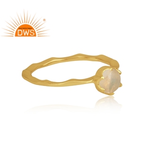 New arrival sterling <b>silver</b> 18k gold plated natural Ethiopian <b>Opal</b> gemstone statement <b>ring</b> demi fine jewelry manufacturer - Product Image 3