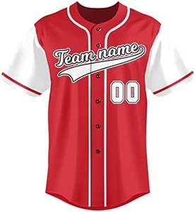 Nueva camiseta de béisbol con botones Unisex, uniforme deportivo rojo, número de nombre personalizado, ropa deportiva personalizable impresa transpirable - Product Image 3