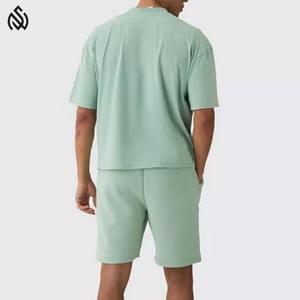Breathable Summer <b>Men's</b> Short Set Sports Wear Short Sleeve Acid Wash T-Shirt and Shorts 100% Cotton Casual Two Piece Set - Product Image 4