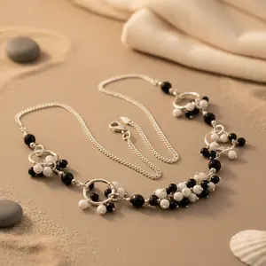 Women's Silver <b>Beaded</b> Chain <b>Necklace</b> <b>Fashion</b> Religious Classic Style with Freshwater Pearl and Turquoise for Gift or Party - Product Image 3