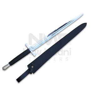 INCREÍBLE ESPADA DE MANGO DE CUERO NEGRO MEDIEVAL EUROPEO DE ACERO DE ALTO CARBONO CON FUNDA DE CUERO - Product Image 1