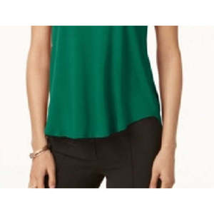 T-shirt da donna Alfani verde scuro con orlo asimmetrico e finiture in raso, taglie XXS XS Petite Medium 3XL 4XL, leggera e traspirante - Product Image 3