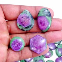 Cabochon en pierre précieuse de quartz zoïsite rubis 100% naturel, forme/taille personnalisée, pierres brutes non traitées pour la fabrication de bijoux