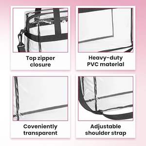 New Item Selling Clear Stadium Approved Transparent Tote <b>Bag</b> Zippered Top Shoulder Straps Work <b>Sports</b> Concerts 3L+ Capacity - Product Image 4