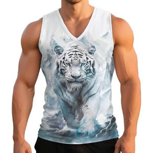 Haute qualité personnalisé hommes Slim-Fit 100% coton sans manches débardeurs décontracté Style de base entraînement été hauts - Product Image 1