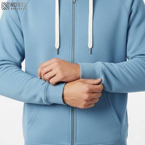 Oem personalizado hombres cremallera pulóver Sudadera con capucha invierno Casual algodón poliéster bordado tejido impreso bolsillo Reversible - Product Image 3