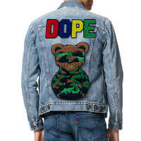 Patchs brodés thermocollants en chenille à motif personnalisé pour vêtements, vente en gros