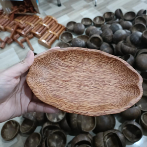 Vietnam traditionnel fait à la main en bois de noix de coco plat couvercle lave-vaisselle servant des desserts de fruits à des fins décoratives - Product Image 6