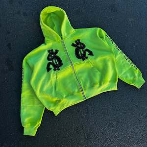 OEM personalizado elegante vibrante ácido lavado desgastado parches bordados recortada Zip up Sudadera con capucha para los hombres - Product Image 6