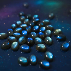 Cabujón ovalado de labradorita natural con base plana, gemas brillantes sueltas para joyería, tamaño libre, piedra lisa - Product Image 1